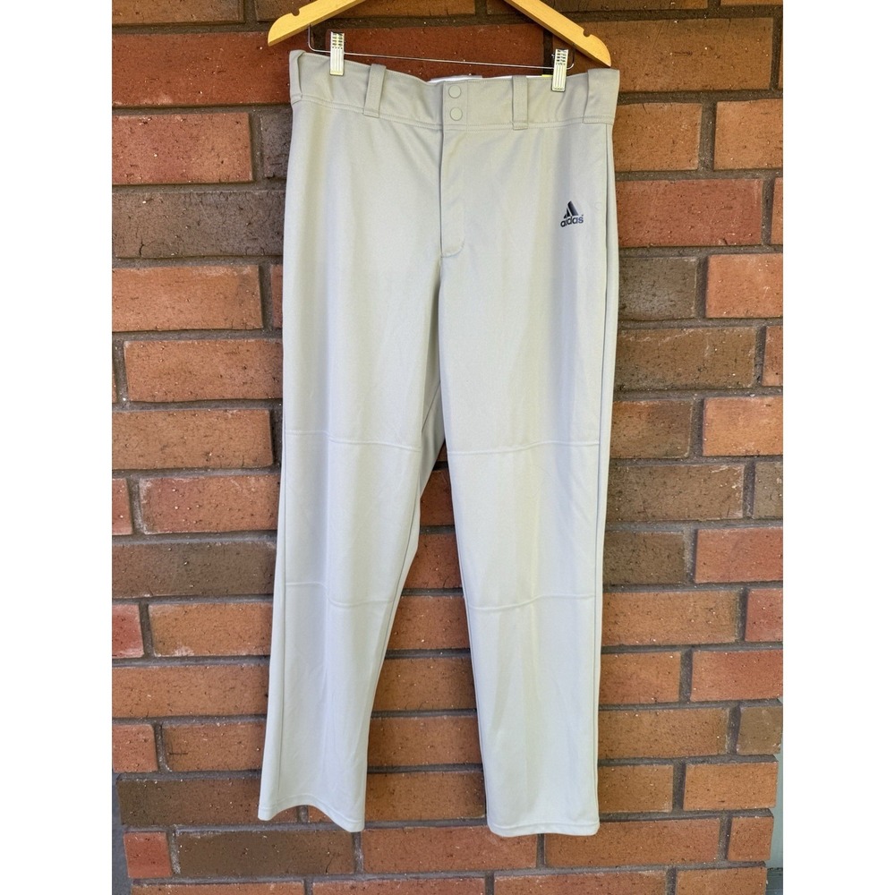 NEW Adidas Baseball Pants Aeroready Relaxed Fit Open Bottom | Grey | Size Large